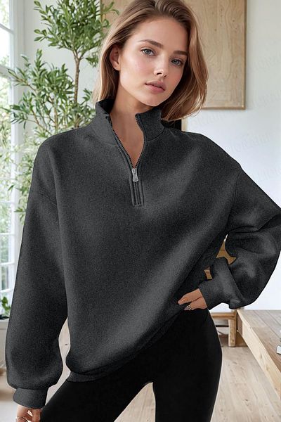 Millionaire Hanorac supradimensionat pentru femei, antracit, cu 3 fire, cu fleece în interior