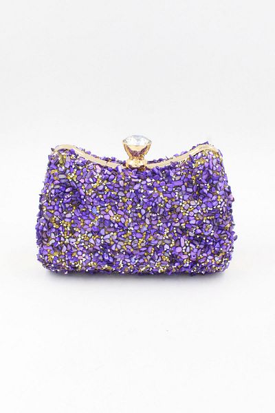 Chantaky 032 2514 - Geantă de seară pentru rochie de seară cu două fețe cu detaliu de piatră violet
