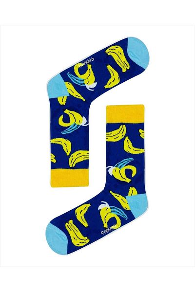 CARNAVAL SOCKS Πολύχρωμες κάλτσες με μοτίβο μπλε μπανάνας