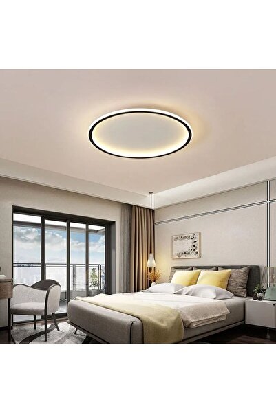 ZR AYDİNLATMA Antrasit Ø80cm Çember 4000k Işık Rengi, Kumandalı Led Tavan Lam...