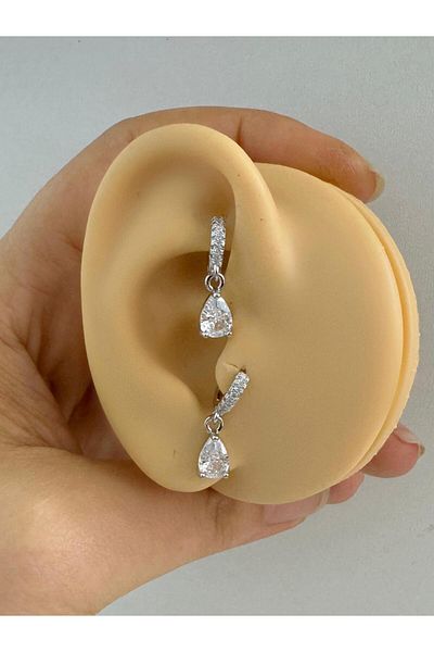 Arescollection 1 Piece Zircon Stone Drop Dangle Tragus Rook - Piercing Earrings