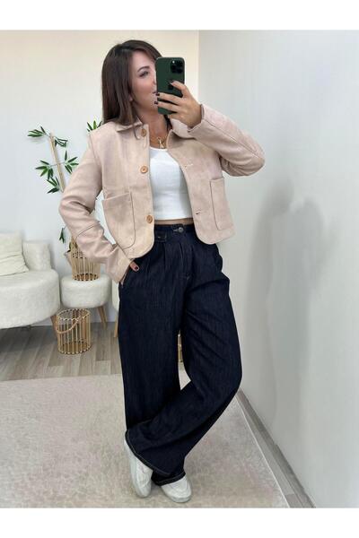 PatutA ButiK Cream Suede Jacket with Pockets