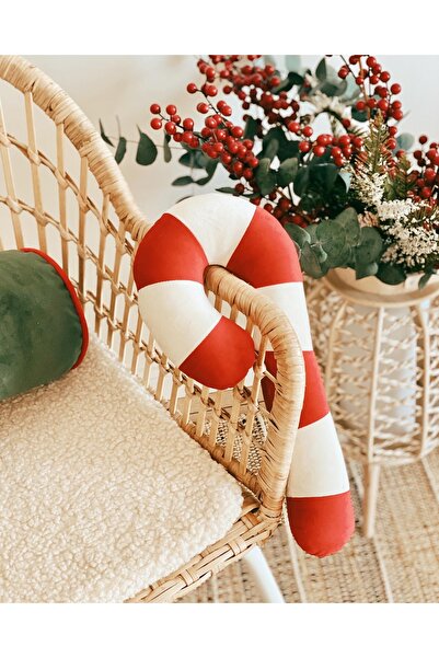 Hestia Home Pernă decorativă din catifea de Anul Nou, în formă de baston de z...