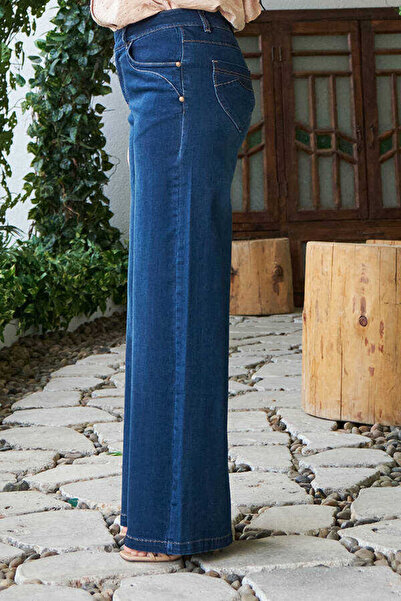 Neways 1067-Denim Bol Paça Pantolon Lacivert