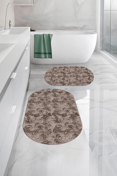 Napoli Home Set de scaun de toaletă pentru baie ovală, lavabil digital, anti-alunecare, cu model acrilic, KLOZET-83-VIZON,