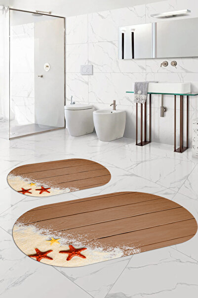 Napoli Home Set de toaletă pentru baie ovală, lavabilă digitală, modernă, în formă de stea de mare