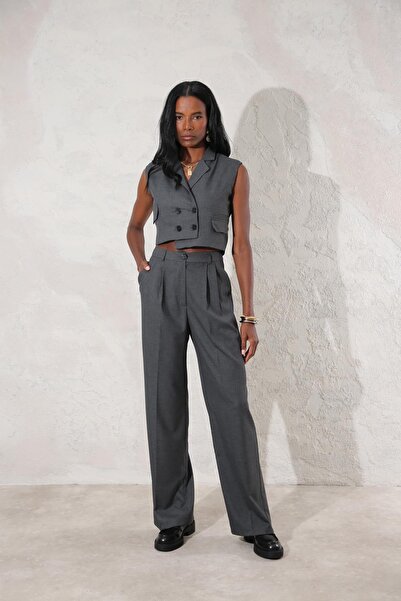 5in1Canpolat طقم بنطلون سترة مبطن أنثراسايت 5409-1380