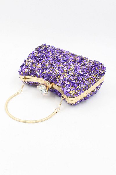 Chantaky 032 2514 - Geantă de seară pentru rochie de seară cu două fețe cu detaliu de piatră violet