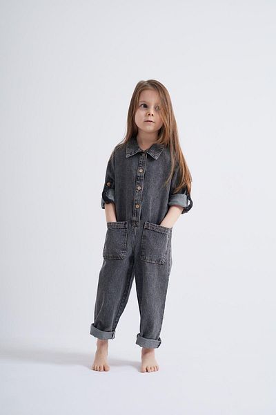Oliven The Kid Black Long Sleeve Jumpsuit - Denim Design