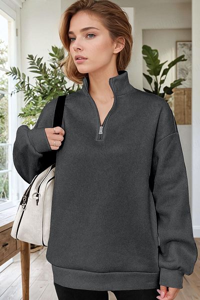 Millionaire Hanorac supradimensionat pentru femei, antracit, cu 3 fire, cu fleece în interior
