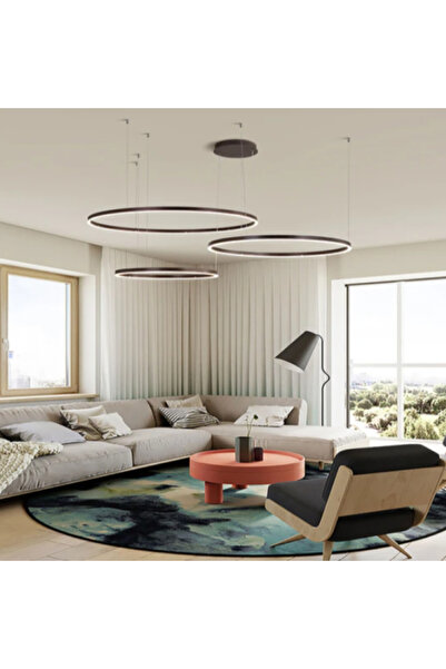 ZR AYDİNLATMA Zr Aydınlatma Antrasit Çember Ø40,60,80cm, 4000k Işık, Kumandal...