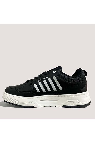 M.P. Men's Casual Sneakers 2060 - Black-White - 42