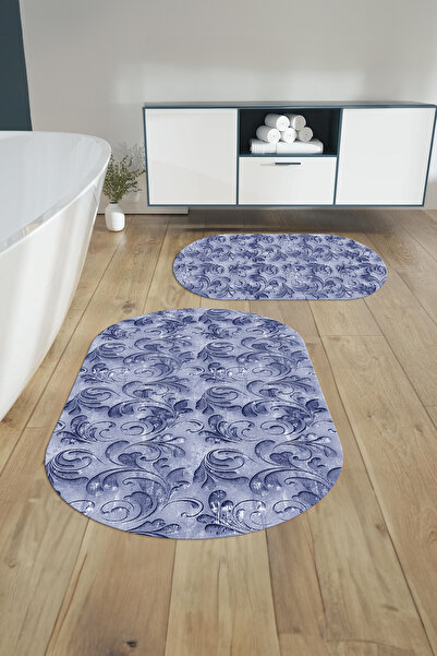 Napoli Home Set de scaune pentru toaletă cu covoraș de baie oval, lavabil, an...