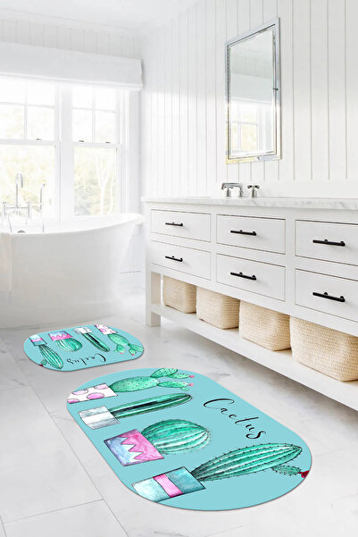 Napoli Home Set de toaletă pentru covoraș de baie oval, imprimat digital, lav...