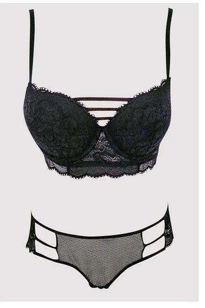 Pierre Cardin 4751 Lyon Double Push Up Ruched Bralet Σετ σουτιέν και εσώρουχο-Μαύρο