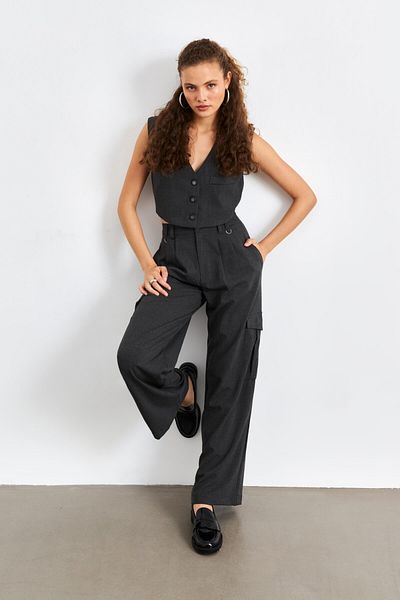 YOUR NAME Padded Crop Anthracite Women's Vest
