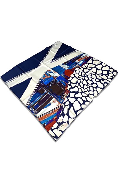 Pierre Cardin Μπλε ναυτικό - Λευκό Μεταξωτό Φουλάρι Τιβίλ με Μικτό Σχέδιο 8418438 - 921