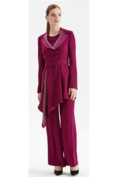 CLIO Stone Detailed CLIO Collar Trousers and Jacket Set