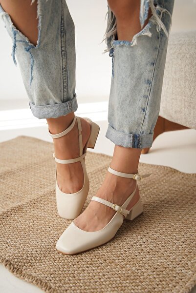 GOFFSHOES Kadın Kelvin Kısa Topuklu Ayakkabı - Ten Deri