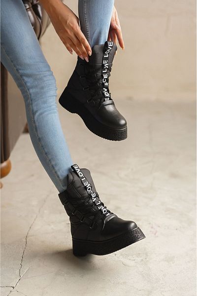 GOFFSHOES Cizme cu șireturi Medelin Material Parașuta de damă - Negru
