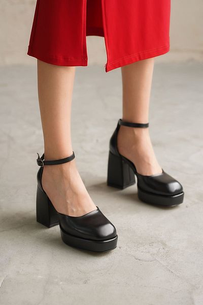GOFFSHOES Pantofi cu toc Gander Platform pentru femei - piele neagră