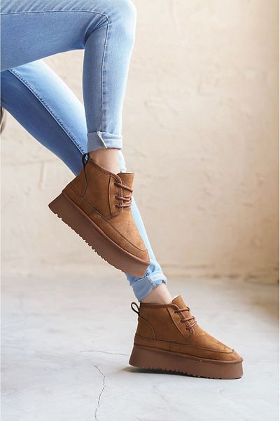 GOFFSHOES Γυναικείες κοντές μπότες Pastor Shearling - Tan Suede