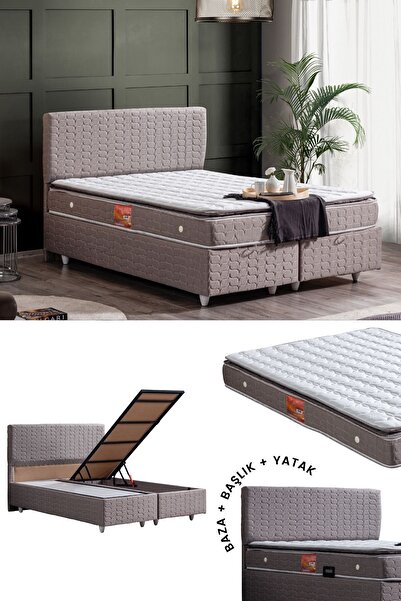 Setay Stella Çift Kişilik Baza Başlık Real Pedli Ortopedik Yatak, Kahverengi