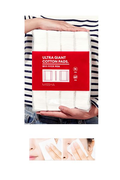 Missha 100% Cotton Makeup Remover Pad 400 Pieces Ultra Giant Cotton Pads
