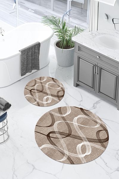 Napoli Home Set de scaune de toaletă rotundă, modernă, clasică, lavabilă, lavabilă, anti-alunecare, KLOZET-98-BROWN,