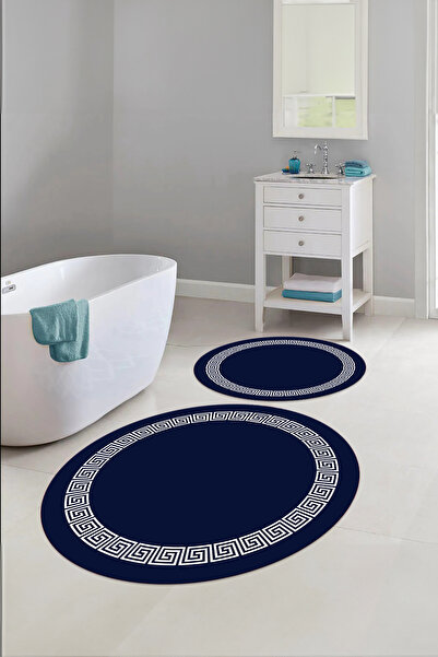 Napoli Home Ψηφιακό πλενόμενο αντιολισθητικό σετ καθίσματος τουαλέτας με στρογγυλό χαλάκι μπάνιου με απλό πλαίσιο