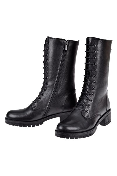 pullman Castle Black Hakiki Deri Postal Kadın Bot SK-2690 SİYAH