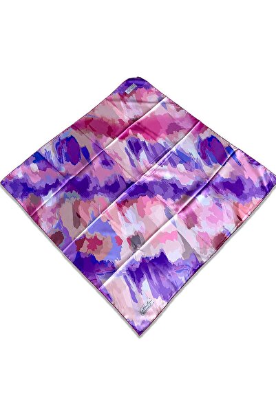 LA BOUTIQUE 1804-07 Eșarfă clasică roz cu model mixt - 34838