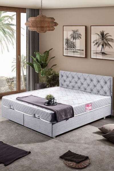 Setay Eylül Çift Kişilik Baza Başlık İkili Set Açık Gri