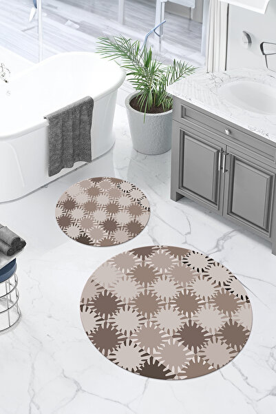 Napoli Home Σετ τουαλέτας με στάμπα, αντιολισθητική βάση, απλό μοντέρνο στρογγυλό χαλάκι μπάνιου