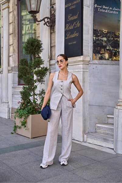 YOUR NAME Сірий меланжевий костюм із квадратним коміром, штанами та жилетом