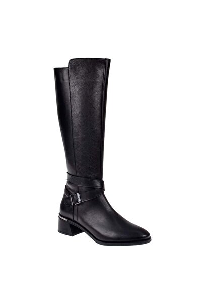 pullman Hakiki Deri Alçak Topuklu Kadın Çizme SK-97900 SİYAH