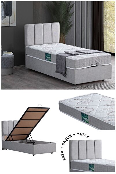 Setay Defne Tek Kişilik Baza Başlık Comfort Yatak Seti, Açık Gri