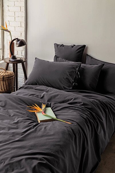 İssimo Home Savanna Blacky Washed 100% Cotton Poplin Double Duvet Cover Set