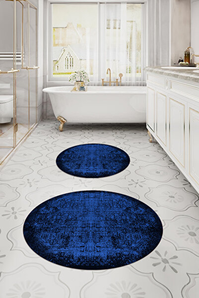 Napoli Home Ψηφιακό πλενόμενο αντιολισθητικό σετ κλασικού μοντέλου στρογγυλό χαλάκι μπάνιου και κάθισμα τουαλέτας