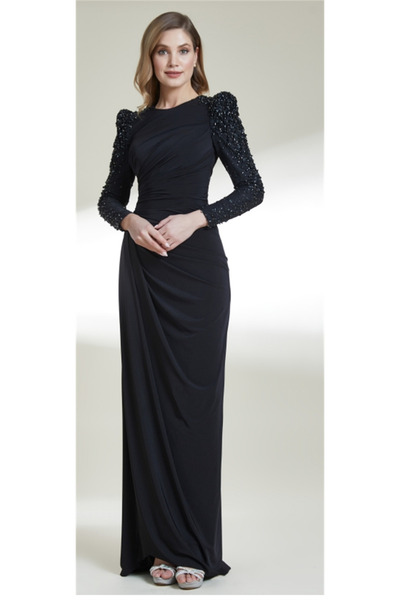 Katre Kenzel Sleeves Rhinestone Evening Dress