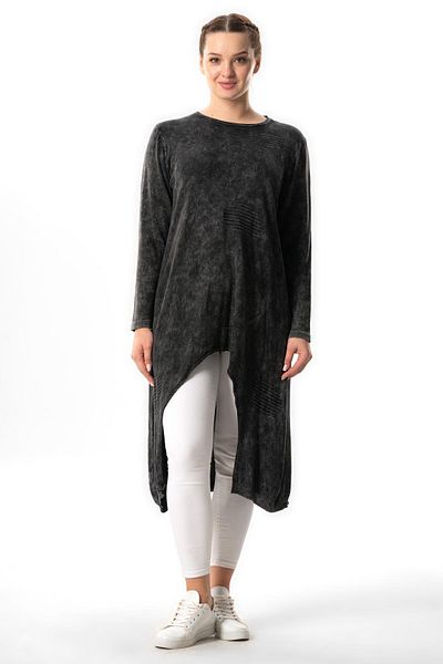 Eliş Şile Bezi Smoke Colored Long Sleeve Knitwear Tunic - Autumn and Winter