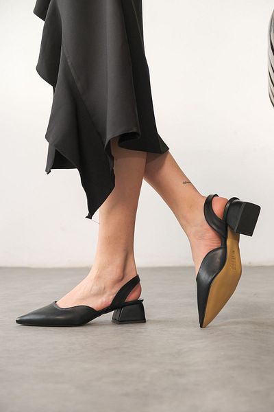 GOFFSHOES Pantofi Jozi de damă cu toc mic - piele neagră