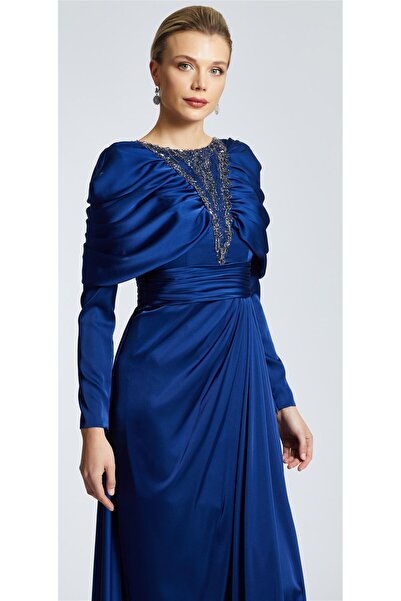 KATRE TEKSTİL Kenzel Satin Evening Dress