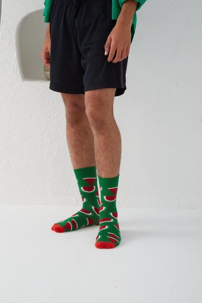 CARNAVAL SOCKS Green Watermelon Slice Patterned Colorful Unisex Socks