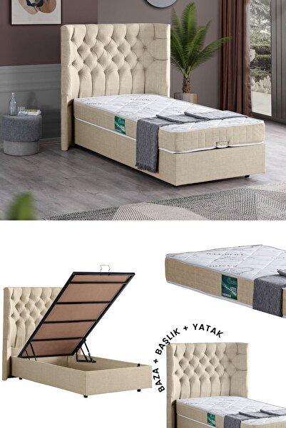 Setay Matilda Tek Kişilik Baza Başlık Comfort Yatak Seti, Krem