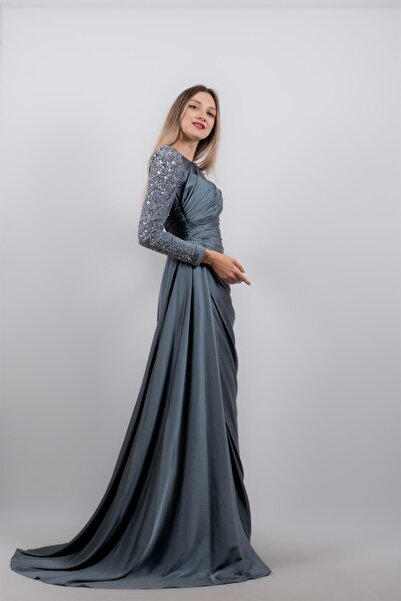 Genel Markalar KENZEL KOLLARI TAŞLI SATEN ABİYE ELBİSE