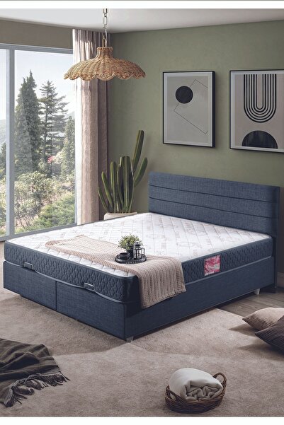 Setay Sofia Çift Kişilik Baza Başlık Letto Yatak Seti Lacivert