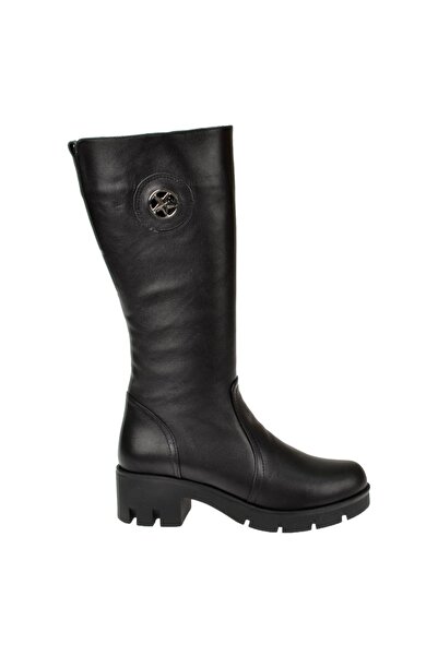pullman Hakiki Deri Diz Altı Kadın Çizme PLM-1642 SİYAH