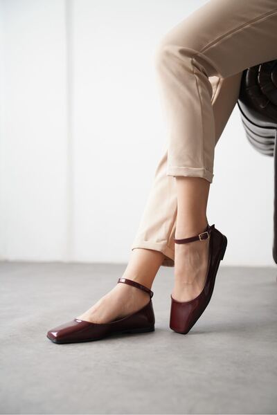 GOFFSHOES Γυναικεία παπούτσια μπαλέτου Moli - Βουργουνδίας-Λουστρίνι