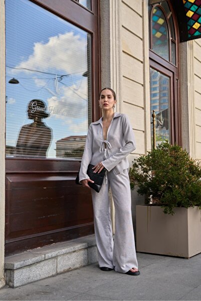 YOUR NAME Kimona Сірий жіночий брючний костюм